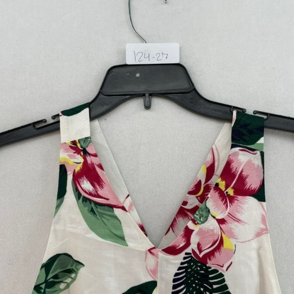 Banana Republic Dress Womens Sz 6 White Pink Floral V -Neck A-Line Linen Blend - Picture 11 of 11